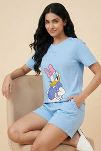 Zivame Mickey & Friends Knit Cotton Loungewear Short Set - Dutch Canal — thumbnail 4